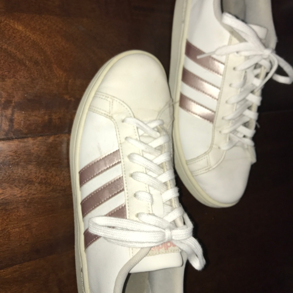 Rose Gold Striped Adidas Shoes